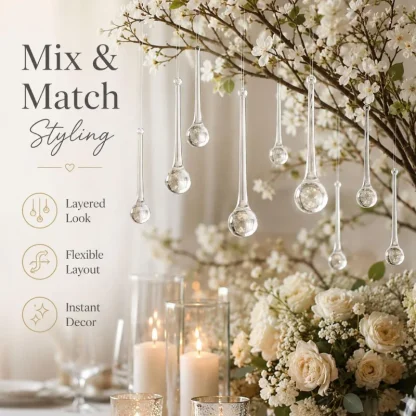 6-30 pièces de pendentifs en forme de gouttes de pluie en cristal, décorations pour sapin de Noël, perles de verre, décoration de rideaux, fournitures pour décorations de fête à domicile DIY — image 3