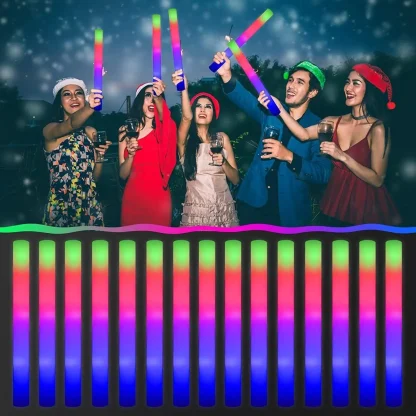 102 pièces LED bâtons de mousse Tube de joie baguettes de bâton de mariage 3 Modes clignotant bâton stroboscopique brille dans la nuit fête fournitures de noël — image 8