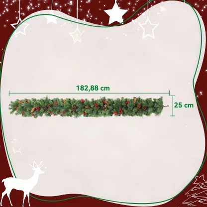 Guirlande de Noël artificielle HOMCOM 180 cm, pommes de pin et baies — image 6