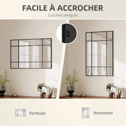 HOMCOM – Miroir verrière en métal noir, 90 x 60 cm — image 4