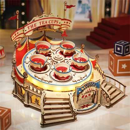 Robotime ROKR – Boîte à musique manège, puzzle 3D en bois — image 15