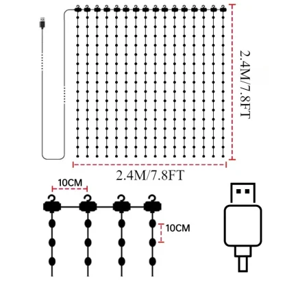 1/2 pièces rideaux lumineux intelligents RGB rideau chaîne lumières avec App synchronisation de musique à distance dynamique bricolage pour intérieur extérieur décoration murale de noël — image 8