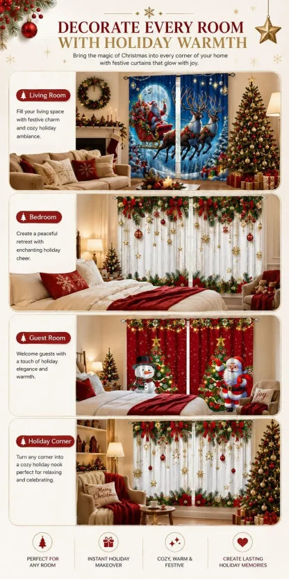 Rideaux de Noël semi-occultants, lot de 2 — image 16