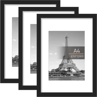 Lot de 3 cadres photo A4, noir