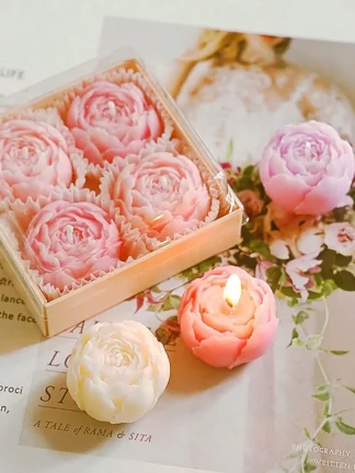 Bouquet de 4 bougies roses parfumées en cire de soja