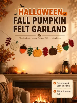 Guirlande en feutre citrouilles et feuilles d'automne