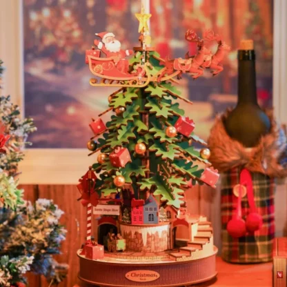 Robotime – Boîte à musique sapin de Noël, puzzle 3D en bois — image 4