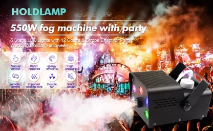 U'King 500W Machine à brouillard 5 pièces RGB LED perles Machine à fumée pour DJ Disco noël télécommande sans fil brumisateur de scène éjecteur — image 7
