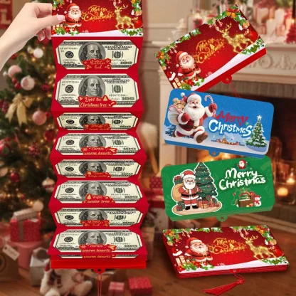 Carte de billets de banque pliante de noël, enveloppe de carte d'argent du père noël, décorations de joyeux noël pour la maison