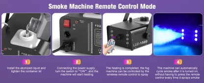 U'King 1500W Machine à fumée RGB 6 LED Machine à brouillard avec télécommande pour DJ Disco fête noël effet de scène brumisateur Machine — image 13