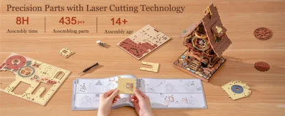 Robotime ROKR – Horloge coucou mécanique, puzzle 3D en bois — image 13