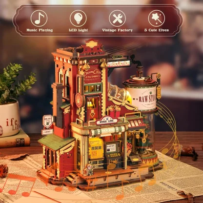 Robotime – Boîte à musique carrousel, puzzle 3D en bois — image 4