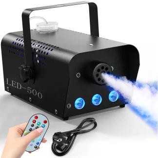 U'King 500W Machine à fumée RGB 3 LED Machine à brouillard de couleur mixte avec télécommande éjecteur de fumée de scène pour DJ Halloween Noël