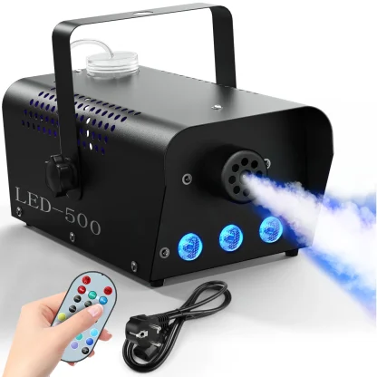 U'King 500W Machine à fumée RGB 3 LED Machine à brouillard de couleur mixte avec télécommande éjecteur de fumée de scène pour DJ Halloween Noël