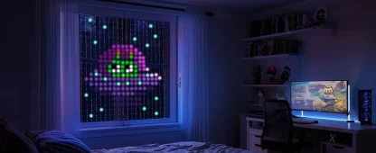 1/2 pièces rideaux lumineux intelligents RGB rideau chaîne lumières avec App synchronisation de musique à distance dynamique bricolage pour intérieur extérieur décoration murale de noël — image 16