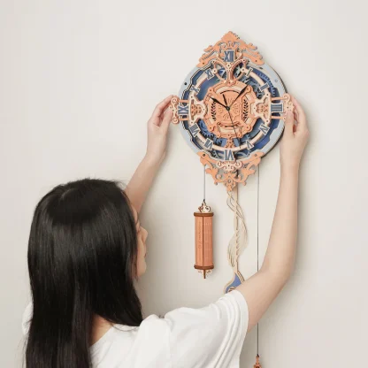 Robotime Horloge Murale Romantique 3D en Bois, Puzzle IQ, Ensemble de Blocs de Construction pour Enfants et Adultes, Cadeau de Noël — image 2