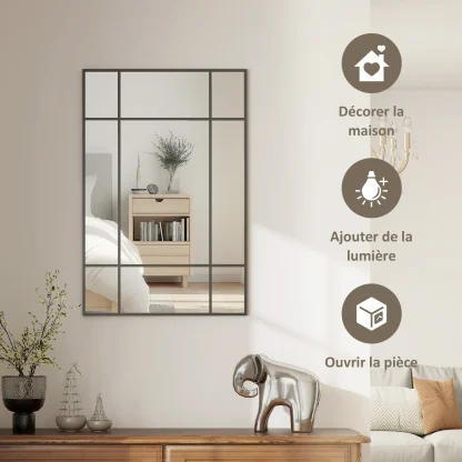 HOMCOM – Miroir verrière en métal noir, 90 x 60 cm — image 3