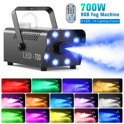 U'King 700W Machine à fumée RGB 3in1 8 LED scène coloré Spray Machine à brouillard lumière de scène Banquet de mariage Disco DJ spectacle de noël — image 2