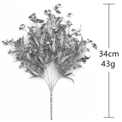 Fleur artificielle dorée et argentée, fausses feuilles de fleurs, plantes en plastique, Bouquet de mariage, décoration de Table pour la maison, accessoire Photo — image 6