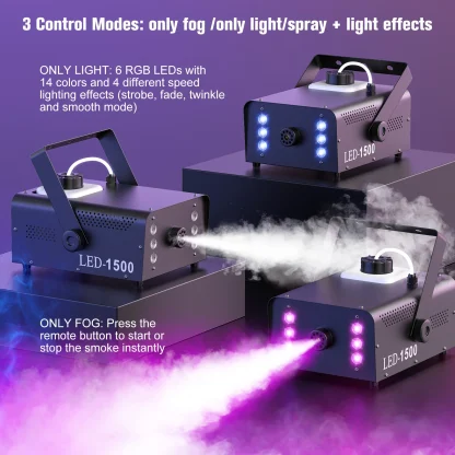 U'King 1500W Machine à fumée RGB 6 LED Machine à brouillard avec télécommande pour DJ Disco fête noël effet de scène brumisateur Machine — image 5