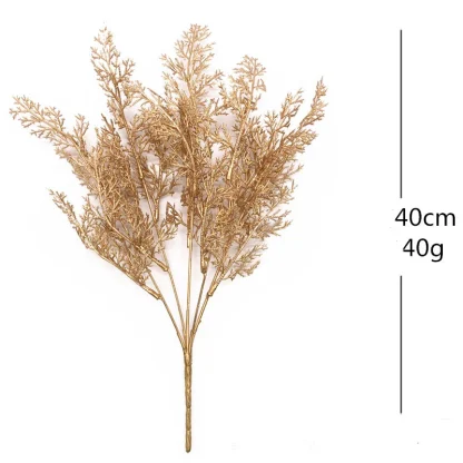 Fleur artificielle dorée et argentée, fausses feuilles de fleurs, plantes en plastique, Bouquet de mariage, décoration de Table pour la maison, accessoire Photo — image 14