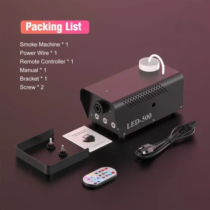 U'King 500W Machine à fumée RGB 3 LED Machine à brouillard de couleur mixte avec télécommande éjecteur de fumée de scène pour DJ Halloween Noël — image 6