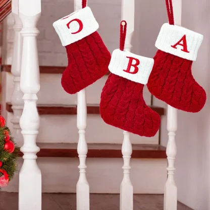 Chaussettes tricotées Alphabet de noël, ornements d'arbre de noël, décorations pour la maison, cadeaux du nouvel an 2025, 2025 — image 39