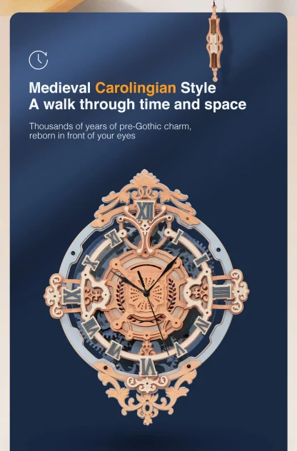 Robotime Horloge Murale Romantique 3D en Bois, Puzzle IQ, Ensemble de Blocs de Construction pour Enfants et Adultes, Cadeau de Noël — image 10