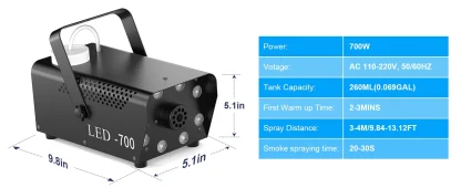 U'King 700W Machine à fumée RGB 3in1 8 LED scène coloré Spray Machine à brouillard lumière de scène Banquet de mariage Disco DJ spectacle de noël — image 13