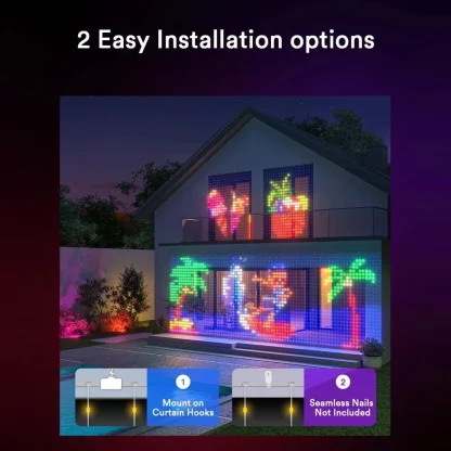 1/2 pièces rideaux lumineux intelligents RGB rideau chaîne lumières avec App synchronisation de musique à distance dynamique bricolage pour intérieur extérieur décoration murale de noël — image 2