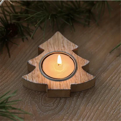 Chandelier flocon de neige de noël en bois, bougeoir en forme d'arbre de noël pour la décoration de la maison, décor du nouvel an 2022 — image 5