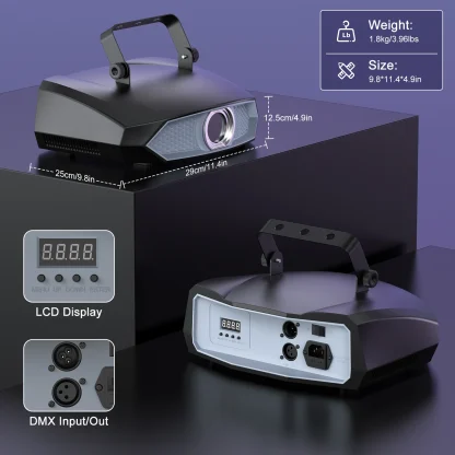 U'King 100W Animation DJ LS Light RGB DJ Disco Party Light 3D Animation LS Projector DMX Control for Christmas Halloween — image 6
