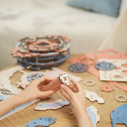 Robotime Horloge Murale Romantique 3D en Bois, Puzzle IQ, Ensemble de Blocs de Construction pour Enfants et Adultes, Cadeau de Noël — image 6