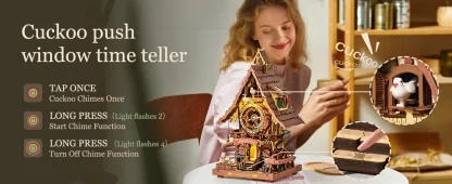 Robotime ROKR – Horloge coucou mécanique, puzzle 3D en bois — image 9