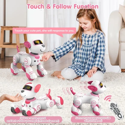 VATOS RC Robot électronique chien jouet cascadeur commande vocale chiot Programmable tactile-Sense musique Robot chien jouet cadeau de noël pour les enfants — image 3