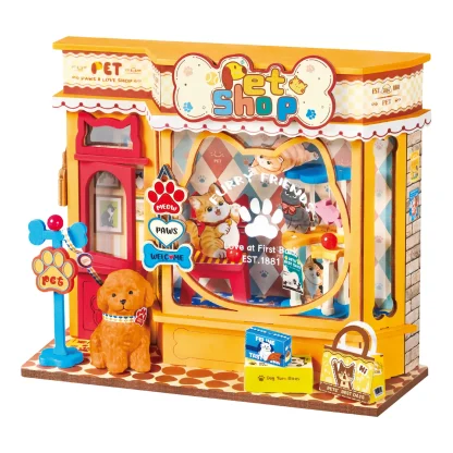 Robotime Rolife maison Miniature cadeaux de noël décoration de cheminée pour la maison bibliothèque maison de poupée 3D bricolage modèle de Puzzle en bois — image 9