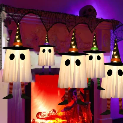 Fantômes et chapeaux de sorcière lumineux à suspendre — image 4