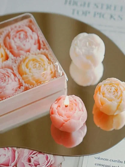 Bouquet de 4 bougies roses parfumées en cire de soja — image 3