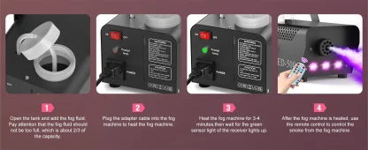 U'King 500W Machine à fumée RGB 3 LED Machine à brouillard de couleur mixte avec télécommande éjecteur de fumée de scène pour DJ Halloween Noël — image 11