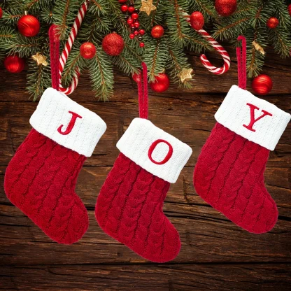 Chaussettes tricotées Alphabet de noël, ornements d'arbre de noël, décorations pour la maison, cadeaux du nouvel an 2025, 2025 — image 4
