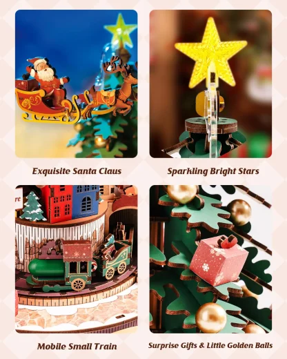 Rolife – Boîte à musique sapin de Noël lumineuse, puzzle 3D — image 4