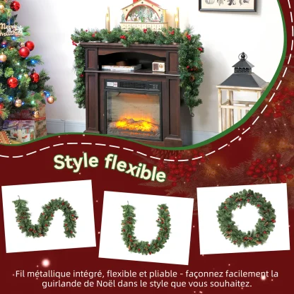 Guirlande de Noël artificielle HOMCOM 180 cm, pommes de pin et baies — image 5