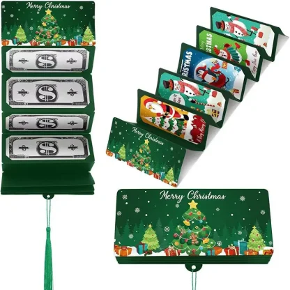 Carte de billets de banque pliante de noël, enveloppe de carte d'argent du père noël, décorations de joyeux noël pour la maison — image 32