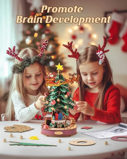 Rolife – Boîte à musique sapin de Noël lumineuse, puzzle 3D — image 5