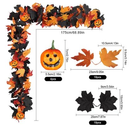 Guirlande de feuilles noires et citrouilles 3D — image 6