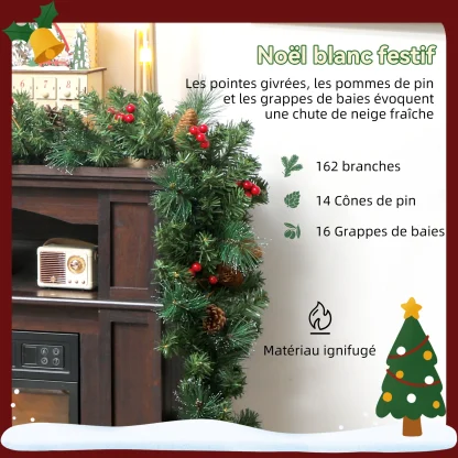 Guirlande de Noël artificielle HOMCOM 180 cm, pommes de pin et baies — image 4