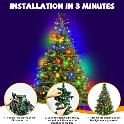 Guirlandes lumineuses de Noël, guirlandes lumineuses intelligentes RGBIC 400 LED avec décoration étoile supérieure, lumières de Noël adressables pour intérieur et extérieur — image 21
