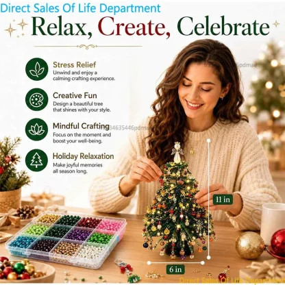 Kit sapin de Noël en perles à assembler, avec lumières — image 5