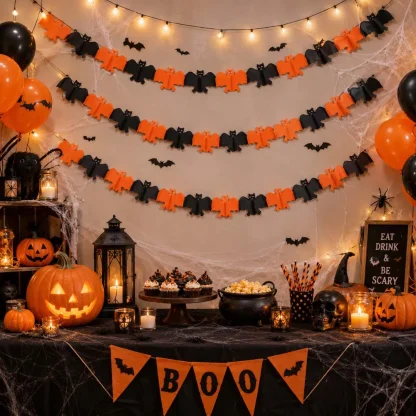 Guirlande fanions d'Halloween en papier, 3 m — image 2
