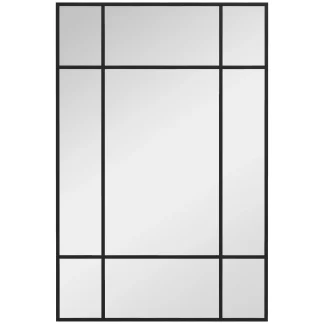 HOMCOM – Miroir verrière en métal noir, 90 x 60 cm